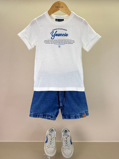 Conjunto Infantil T-Shirt e Bermuda Jeans - Youccie