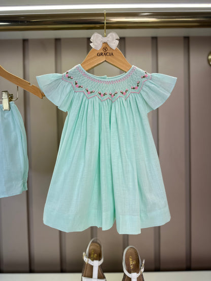 Batinha Bebê Algodão Bordado Serena Verde Claro - Gracia