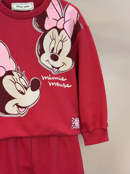 Conjunto Infantil Casaco Gola Bordada Branca e Calça Vermelho Berry - Animê