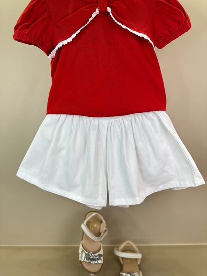 Conjunto Infantil Blusa Algodão Mangas Balonê e Short Evasê Sarja - Beabá