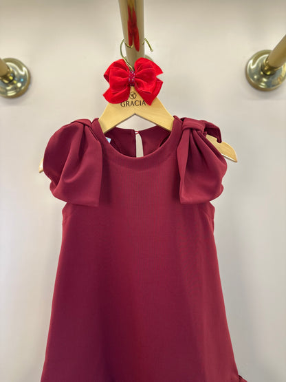 Vestido Infantil Jumper Algodão Manga Laço Vermelho - Beabá