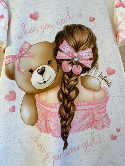 Vestido Infantil Trapézio Ursinha Laço Rosa - Infanti