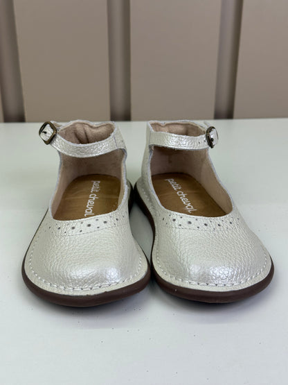 Sapato Infantil Couro Patinete Pérola - Petit Cheval