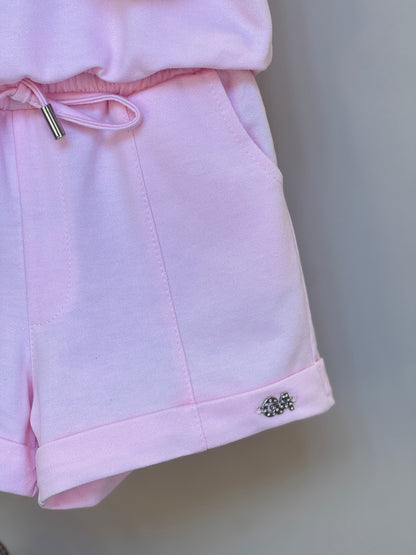 Conjunto Infantil Moletinho Comfy Blusa e Short Coelho 3D Rosa - Gabriela Aquarela