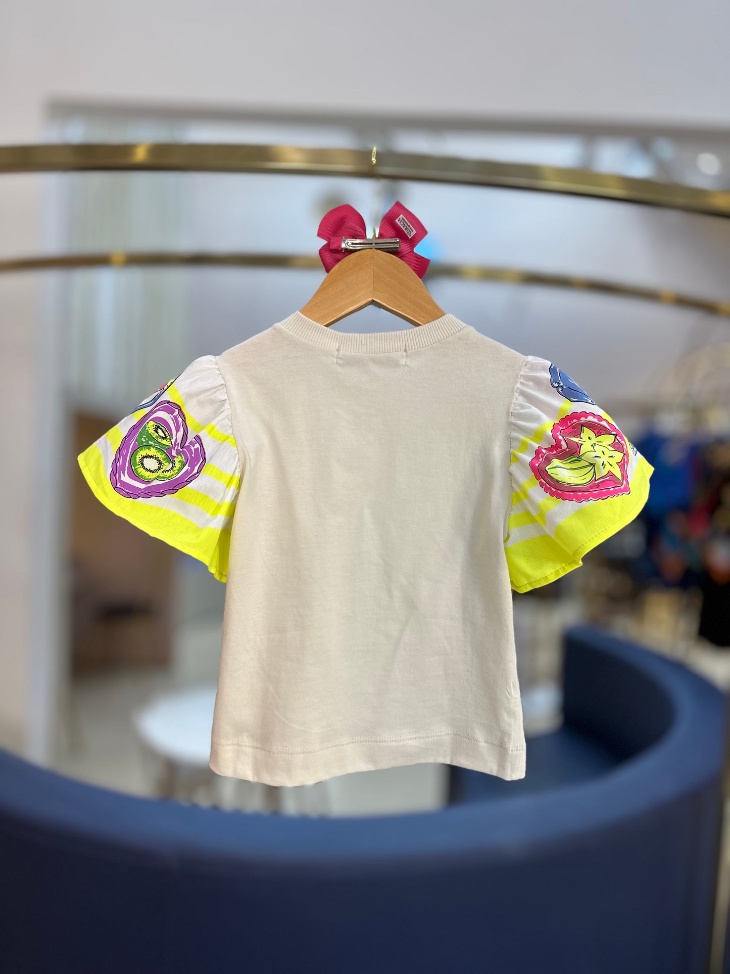 Jardineira Infantil Jeans Claro com Blusa Mangas Frutas - Animê