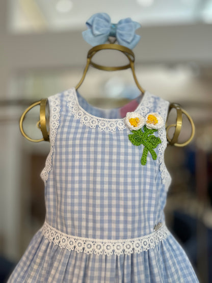 Vestido Infantil Clássico Flores de Crochê - Luluzinha