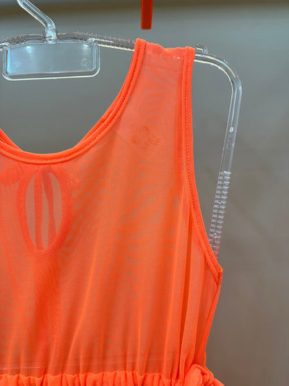Vestido Infantil Tule Larissa Laranja Fluor - Siri Kids