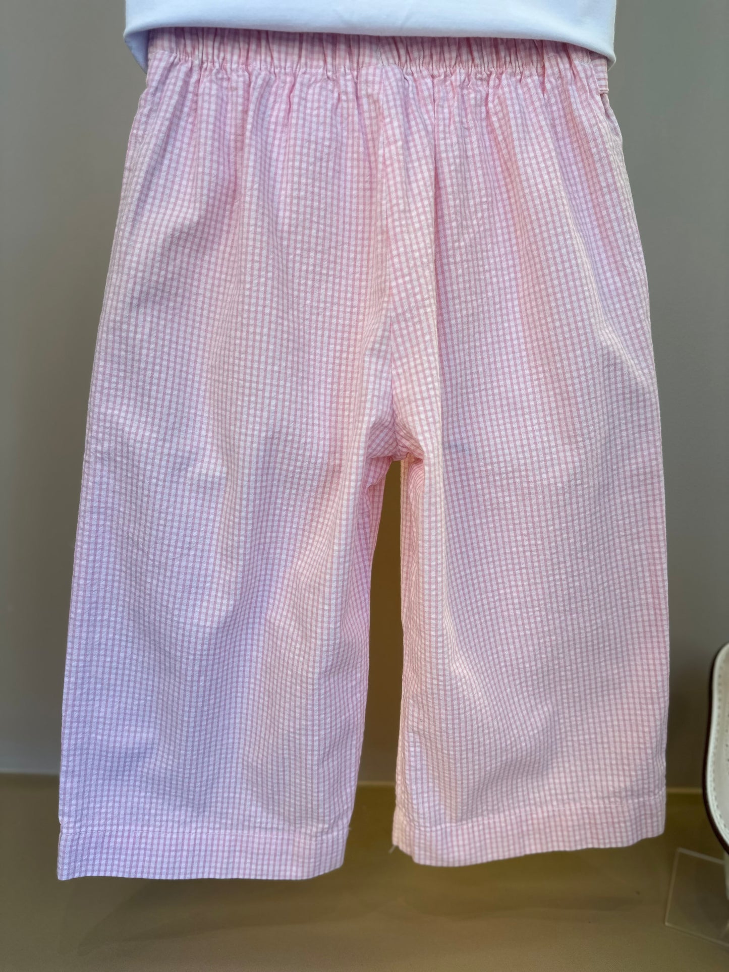 Conjunto Bebê Blusa com Strass e Calça Wide Leg Listrada Rosa- Um Mais Um