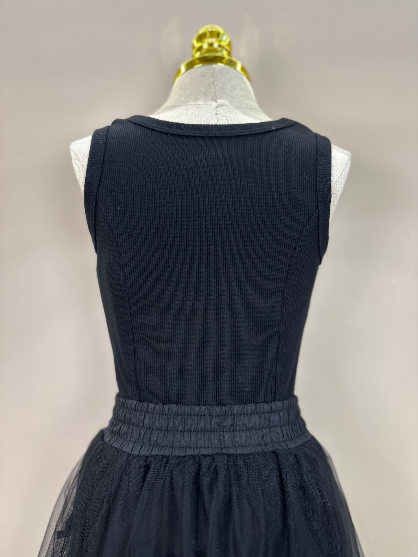 Conjunto Infantil Regata Lacinho Bordado e Saia-shorts Tule Lacinhos Veludo Preta - Pituchinhus
