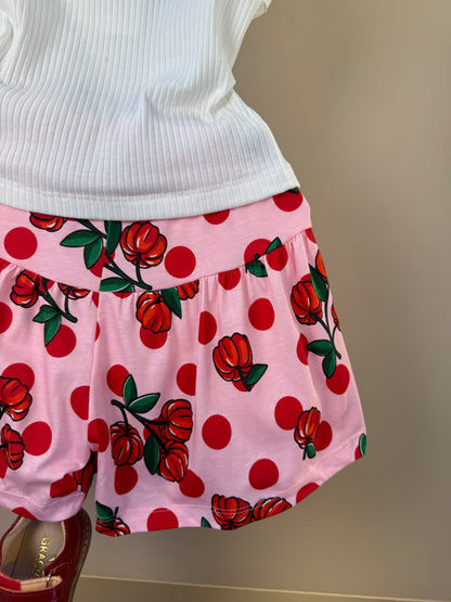 Conjunto Infantil Regata e Shorts Estampa Cherry Floral Off White - Momi