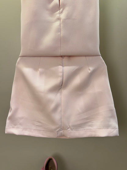 Conjunto Infantil Alfaiataria Blusa Lacinhos e Saia Salmão - Petit Cherie