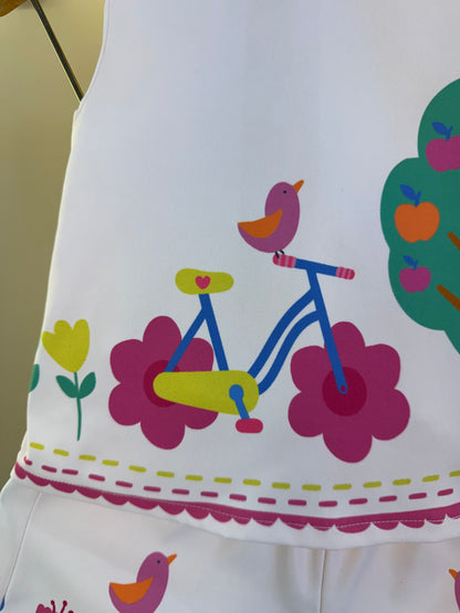 Conjunto Infantil Blusa e Shorts Bege Florestinha Colorida - Mon Sucré