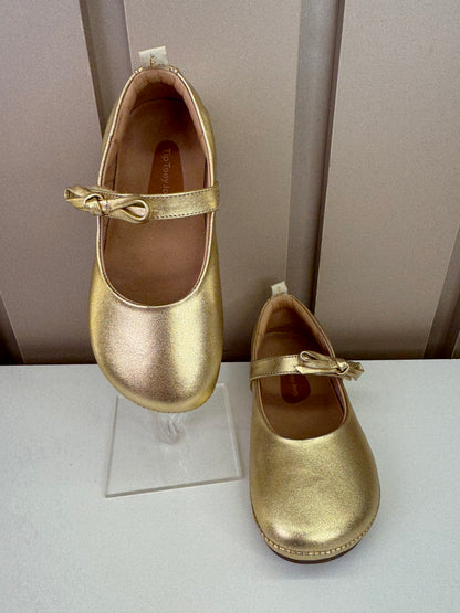 Sapatilha Infantil Couro Brigitte Metal Gold - Tip Toey Joey