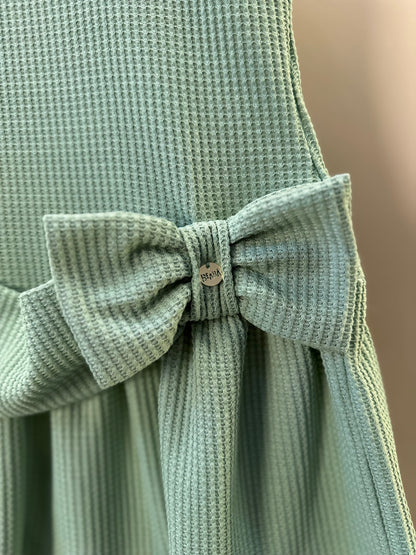 Vestido Infantil Jumper Detalhe Pala e Laço Verde - Beabá