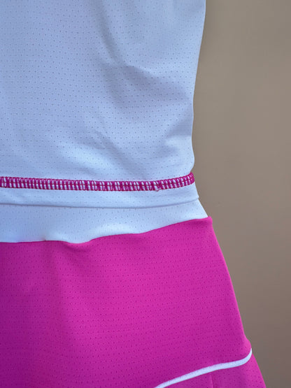 Conjunto Infantil Cropped Fernanda Dry Badminton Branca e Saia Fernanda Dry Badminton Rosa - Siri Sport