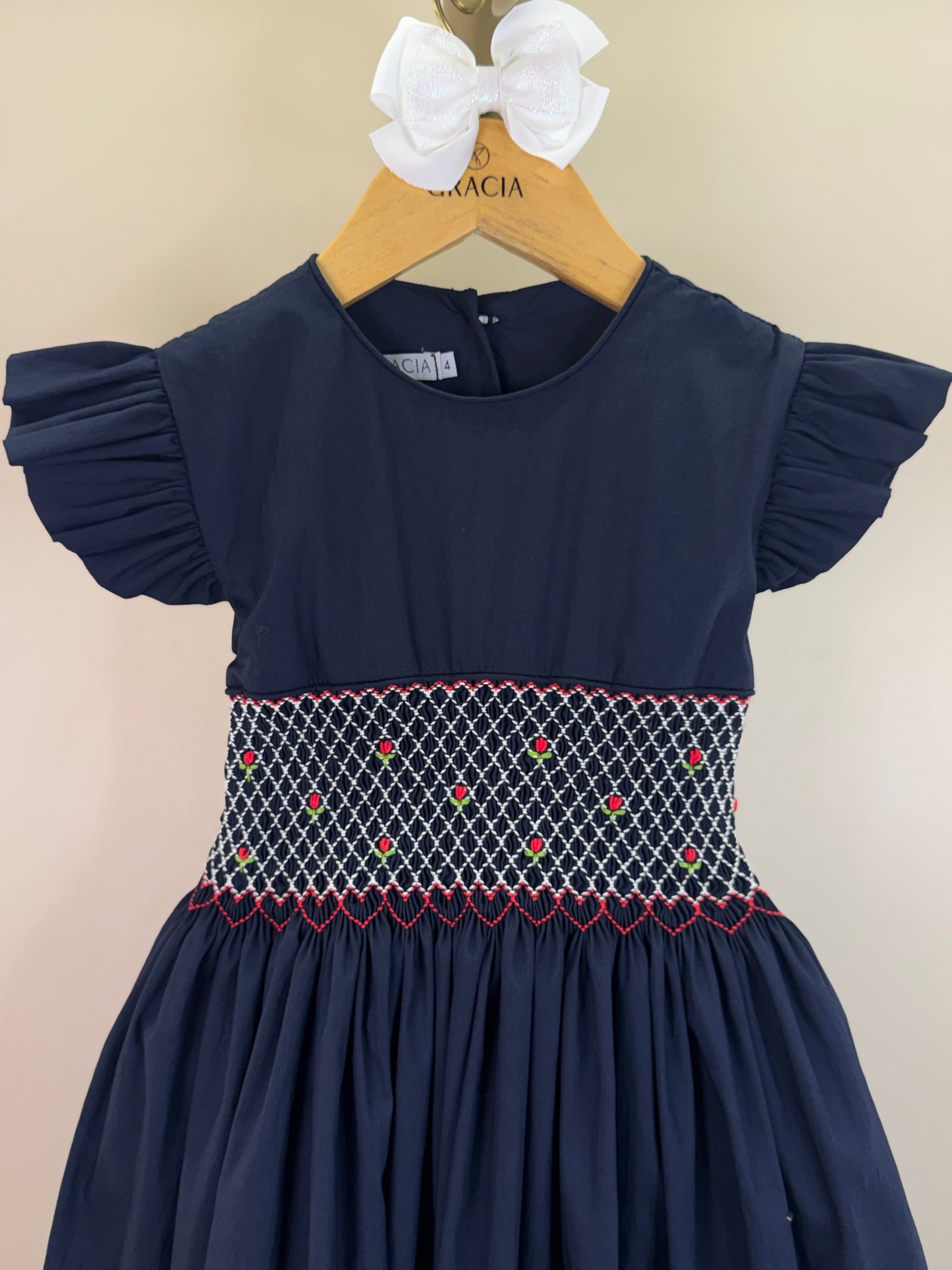 Vestido Infantil Clássico Algodão Ísis Marinho - Gracia
