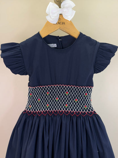 Vestido Infantil Clássico Algodão Ísis Marinho - Gracia