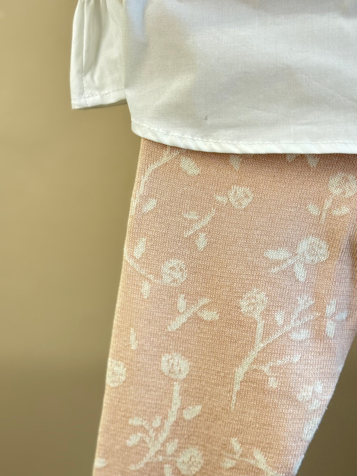 Conjunto Infantil Blusa Tricot Floral Ursinho Rosa Mel e Legging Tricot Floral - Pituchinhus