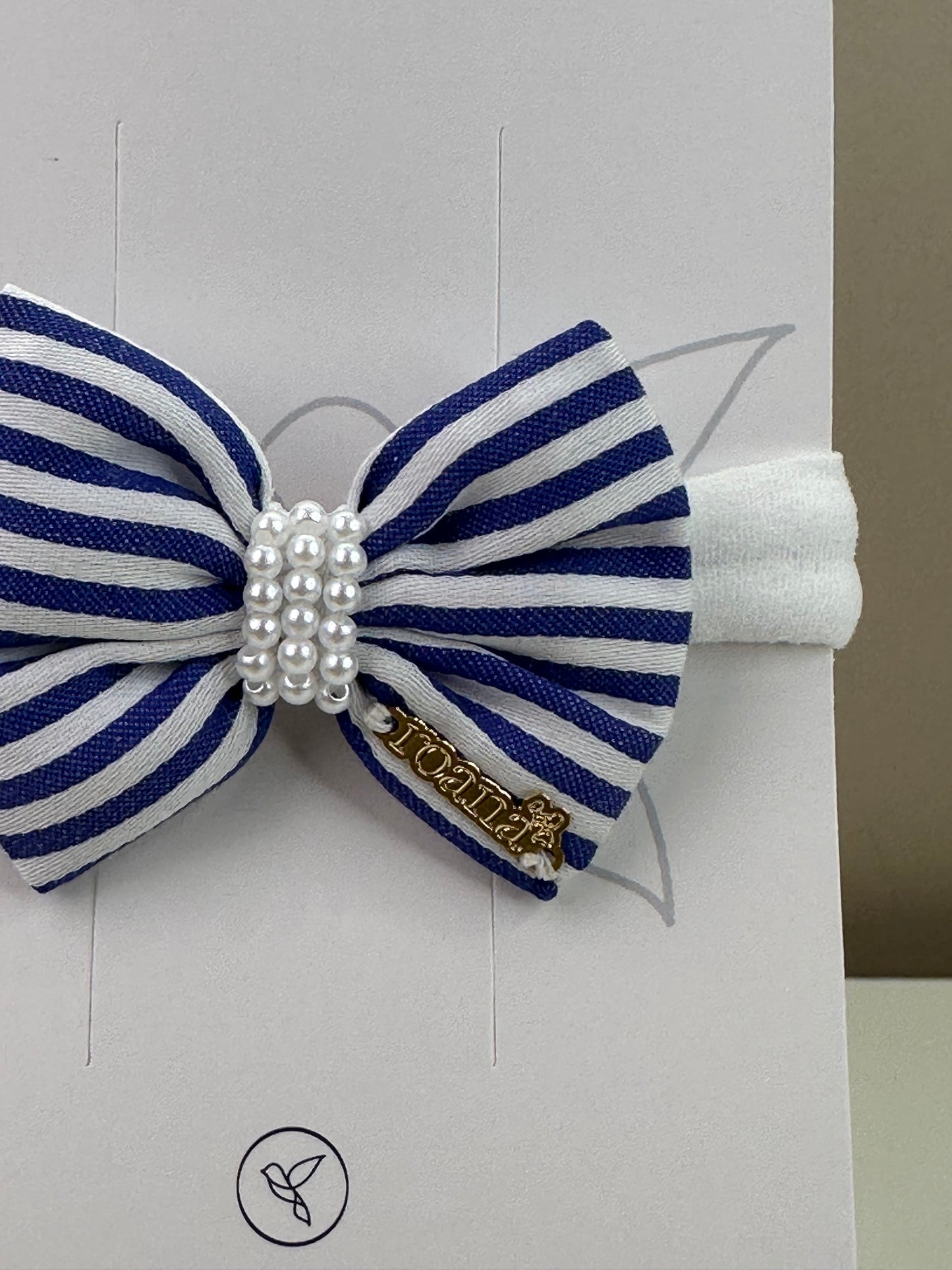 Faixinha Bebê Listras Navy Pérolas - Roana