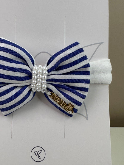 Faixinha Bebê Listras Navy Pérolas - Roana
