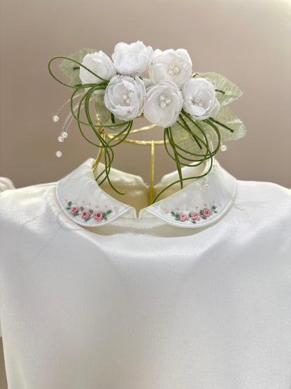 Vestido Infantil Bordados Rococó Francês Off White - Mio bebê