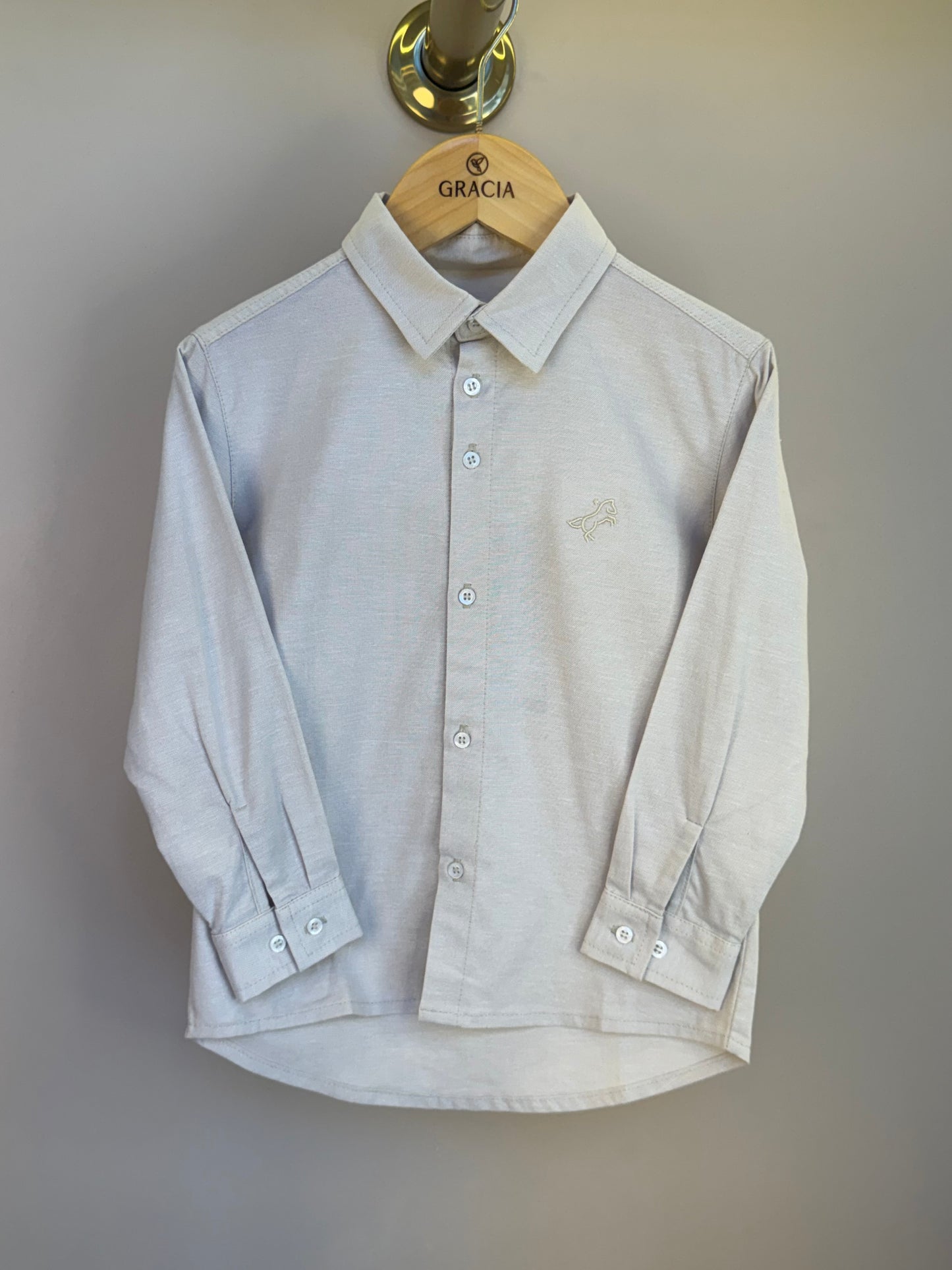 Camisa Infantil Social Oxford Bege - Dame