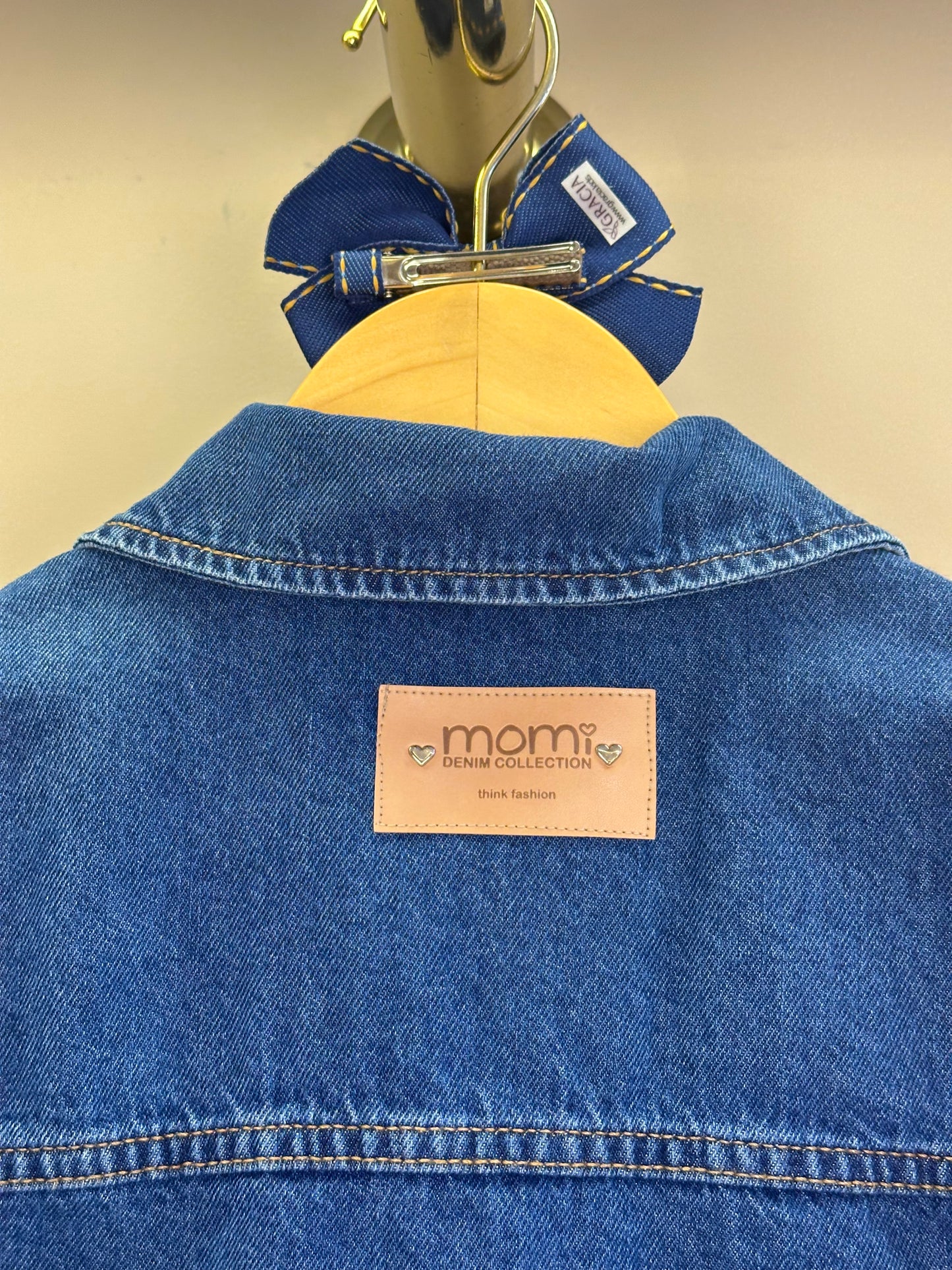Jaqueta Infantil Jeans com Laços - Momi