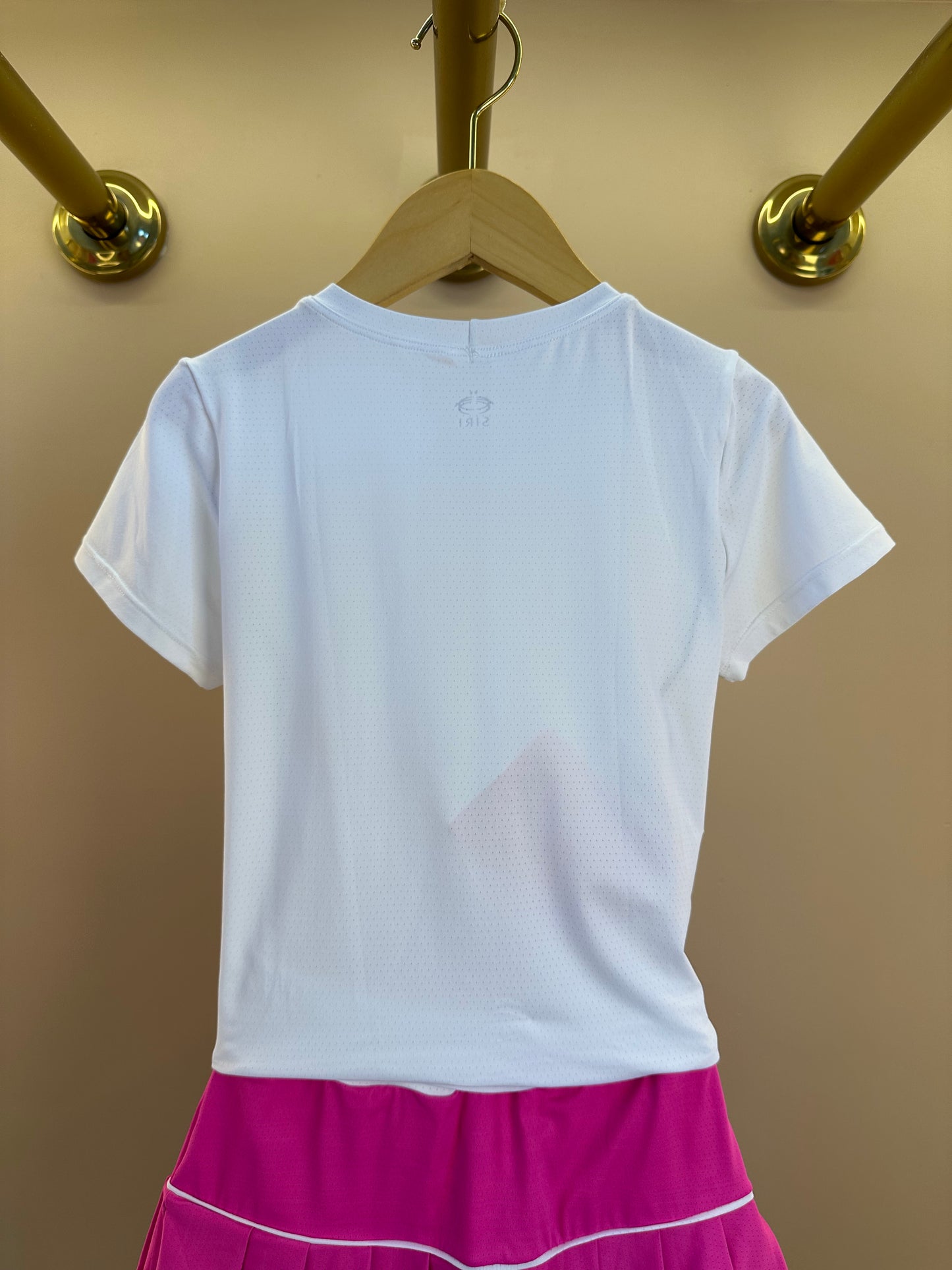 Conjunto Infantil Blusa Maria Dry Branca  e Saia Fernanda Dry Badminton Rosa - Siri Sport
