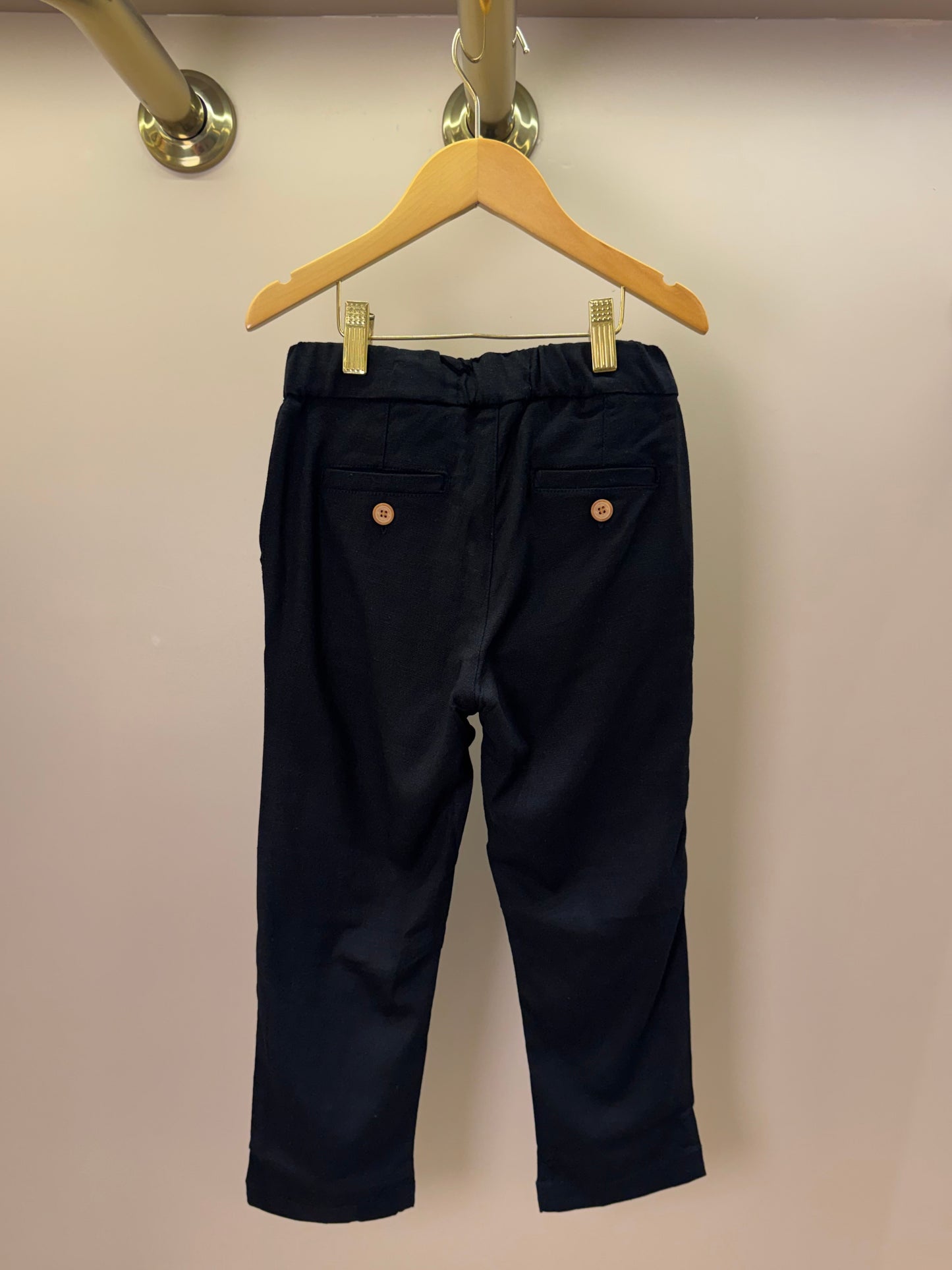 Calça Infantil Linho Cordão Preta - Dudes