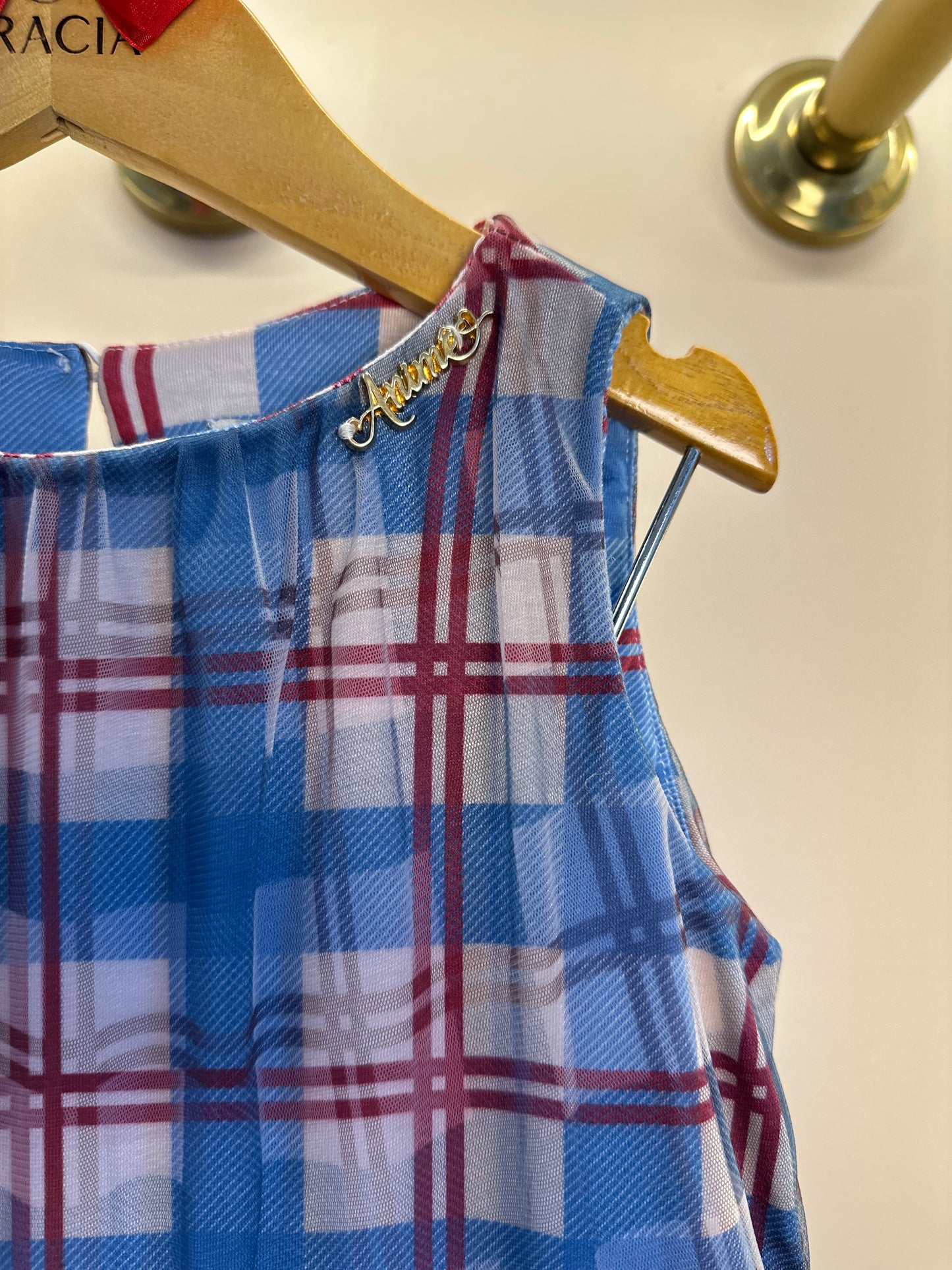 Vestido Infantil Tule Balonê Tartan Xadrez - Animê