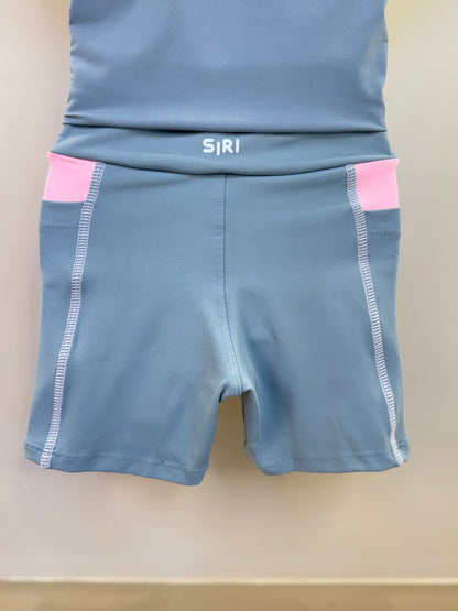 Conjunto Infantil Blusa Maria Cloud Ballet Cinza e Bermuda Sara Ballet Cinza - Siri Sport