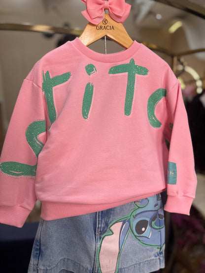 Casaco de Moletom Infantil Stitch Blossom - Animê