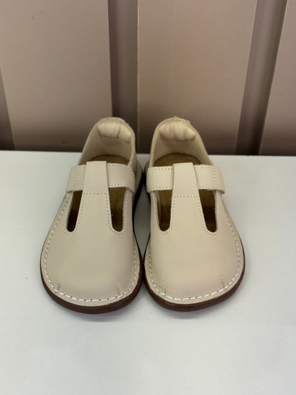 Sapato Infantil Couro Colegial Creme - Petit Cheval