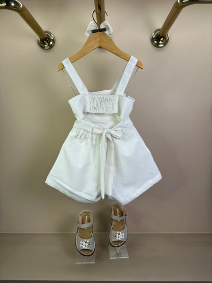 Conjunto Infantil Blusa Flor Crochê Bordada e Shorts - Luluzinha