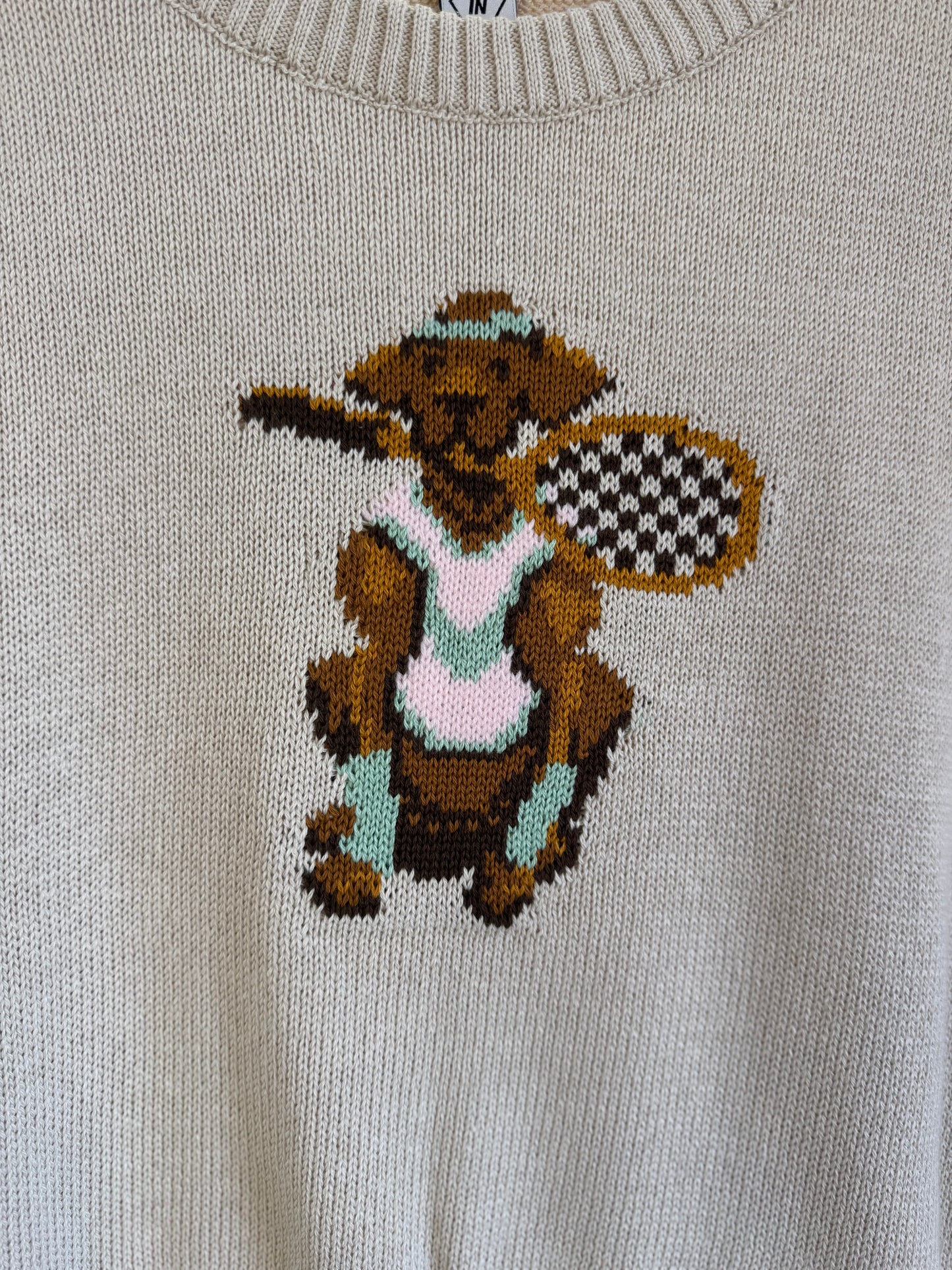 Blusa Teen Suéter Tricot Dog Tennista Bege - Two In