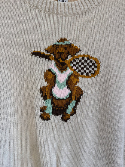 Blusa Teen Suéter Tricot Dog Tennista Bege - Two In