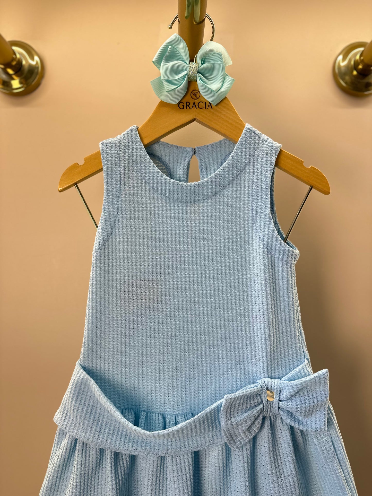 Vestido Infantil Jumper Detalhe Pala e Laço Azul - Beabá