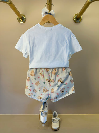 Conjunto Infantil Blusa e Shorts Estampa Ursinhas - Infanti
