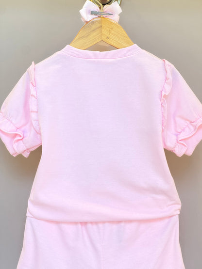 Conjunto Infantil Blusa e Short Comfy com Ursinhos Rosa - Gabriela Aquarela