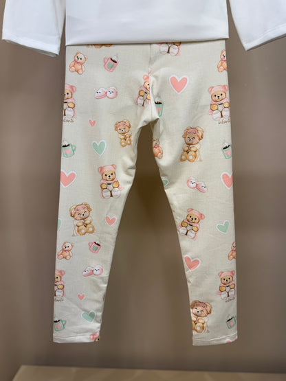 Pijama Infantil Blusa ML Off White e Legging Ursinhos - Infanti