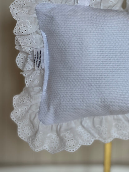 Almofada Bebê Oração Santo Anjo Rendada Bordado Rosa - Roana