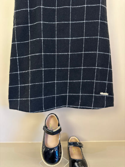 Vestido Infantil Trapézio Botões Xadrez Preto - Luluzinha