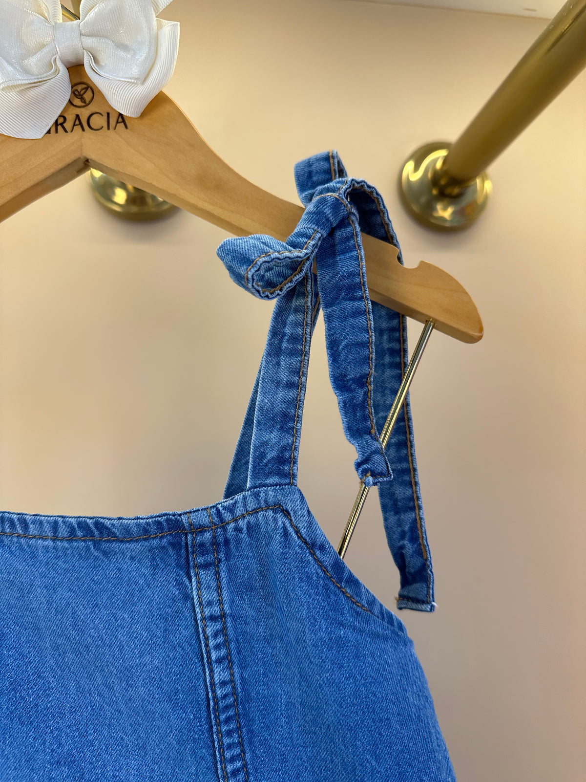 Salopete Infantil Jeans Saia Balonê - Momi