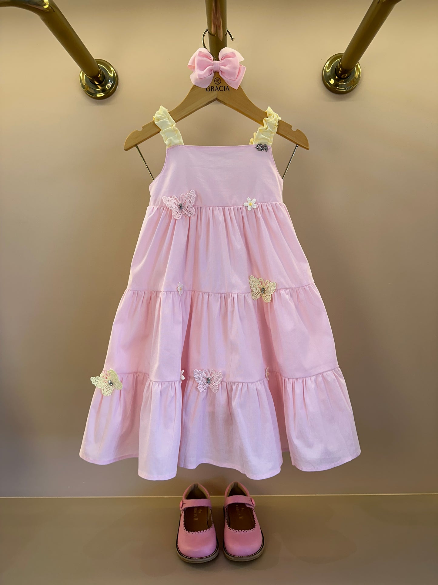Vestido Infantil Borboletas e Rosas - Gabriela Aquarela