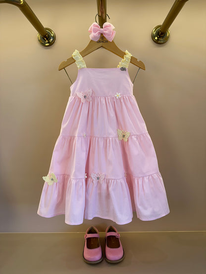 Vestido Infantil Borboletas e Rosas - Gabriela Aquarela