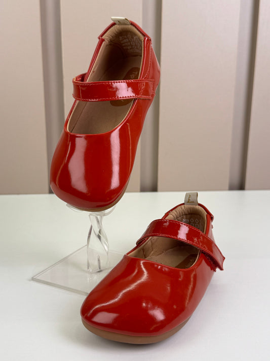 Sapatinho Bebê Dolly Couro Verniz Vermelho - Tip Toey Joey