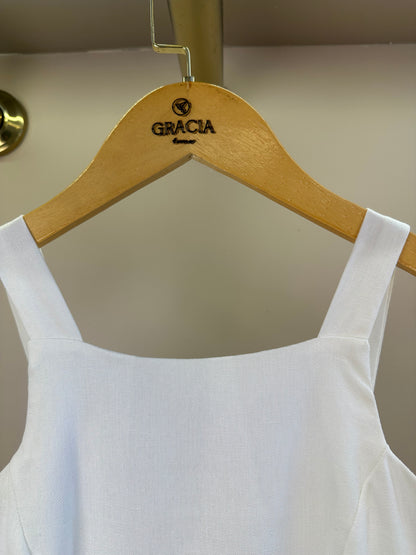 Vestido Teen de Linho Acinturada - Vanilla Cream