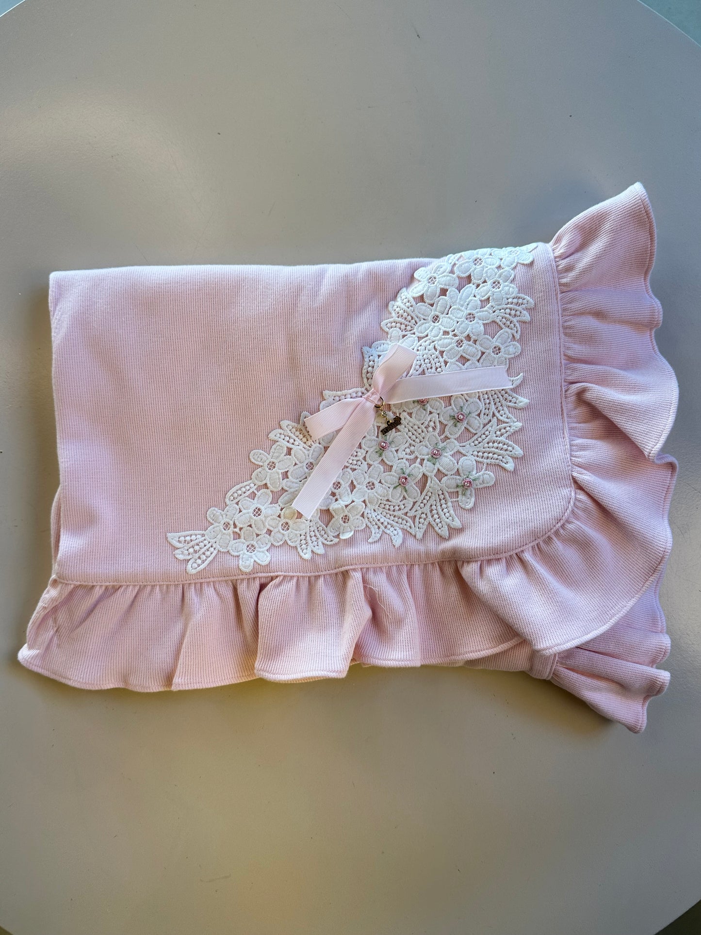 Saída de Maternidade de Algodão Luxo Rosa - Roana