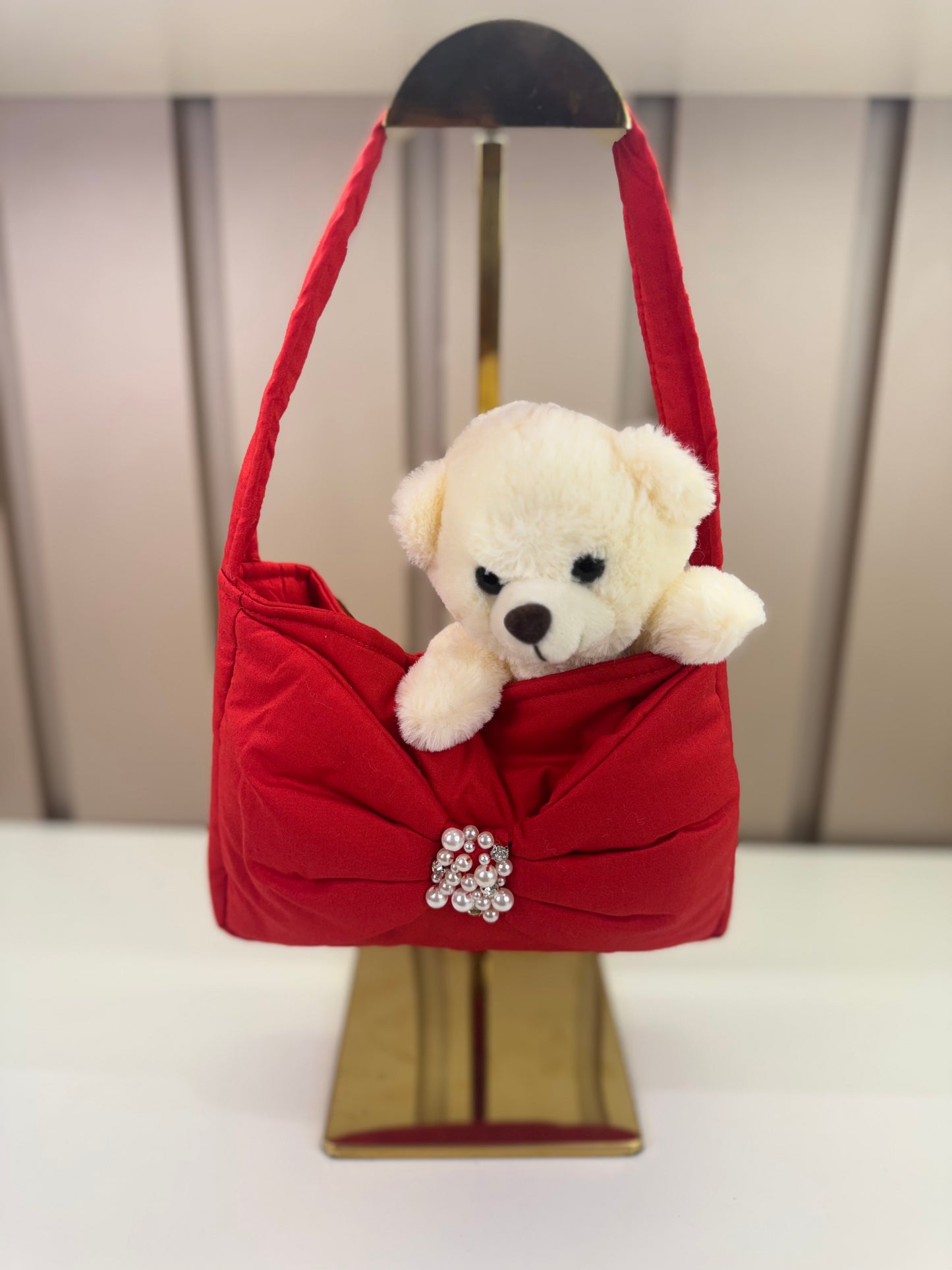 Bolsa Infantil Laço Puffer Pérolas Bordadas - Pituchinhus