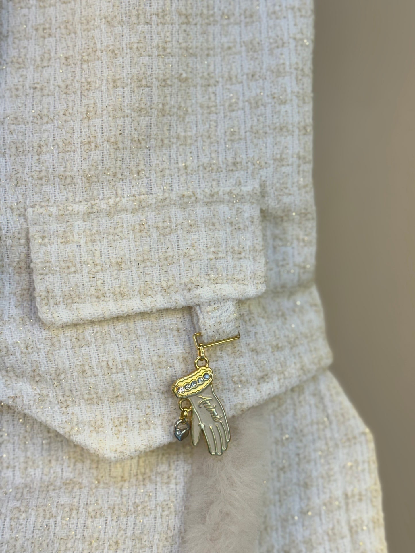 Conjunto Infantil Colete e Shorts Tweed Off White - Animê